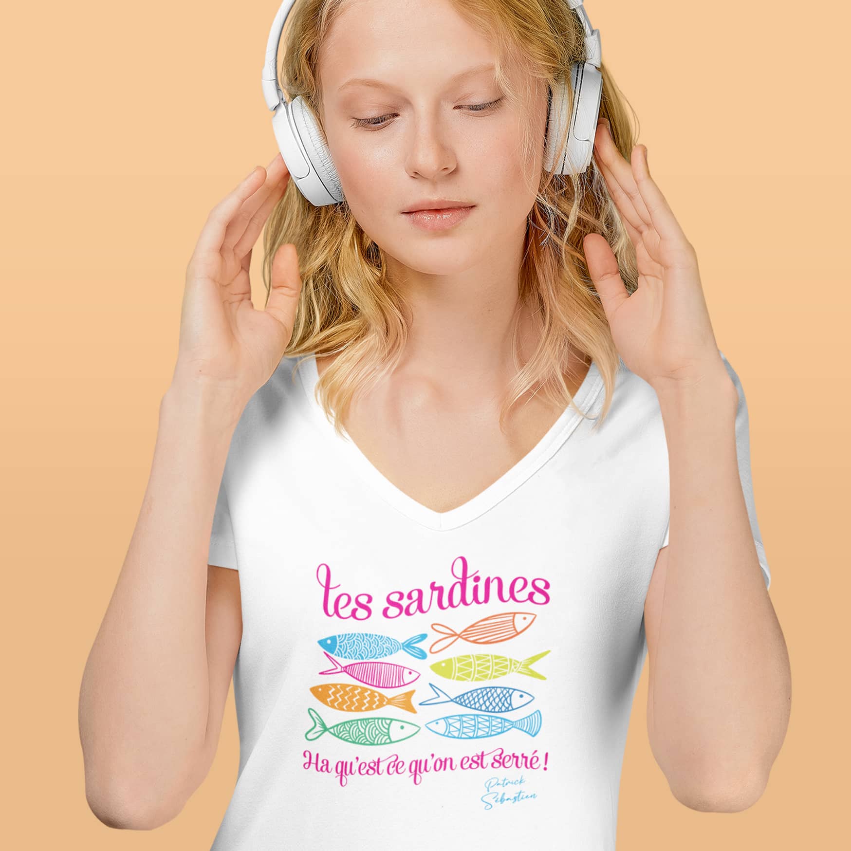 WOMEN'S T-SHIRT PATRICK SEBASTIEN "LES SARDINES" MULTICOLORED