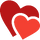 Icône de deux cœurs rouges entrelacés symbolisant l'amour ou un produit duo personnalisé Kapitales