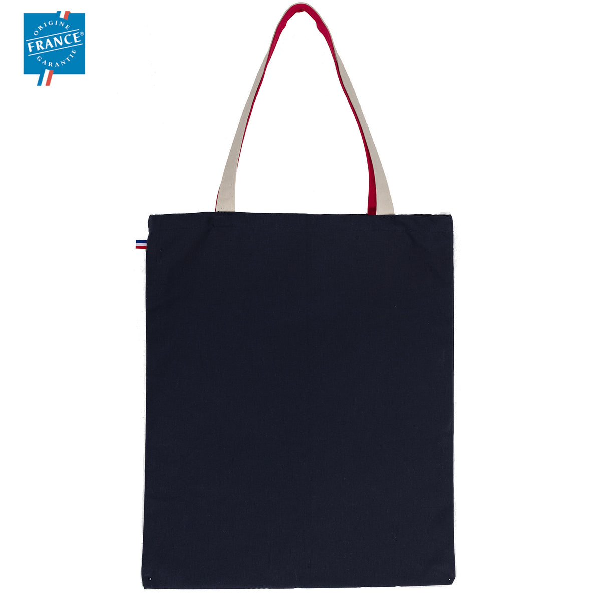 Sac tricolore Origine France, coloris bleu marine, à plat