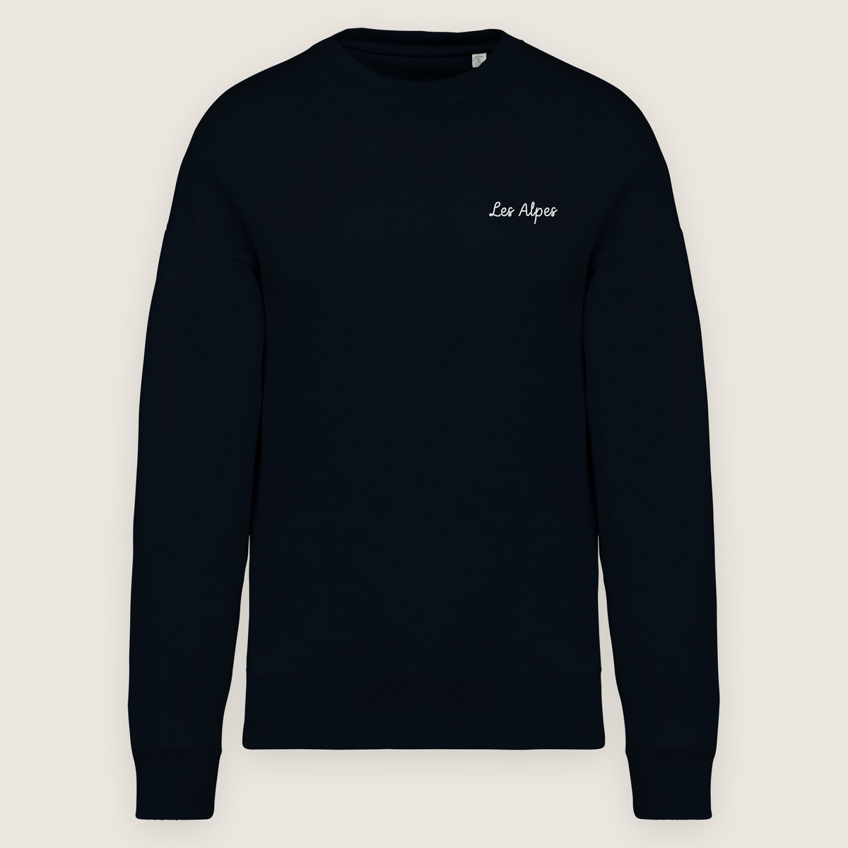 Sweat Les Alpes, noir, de face sur fond clair