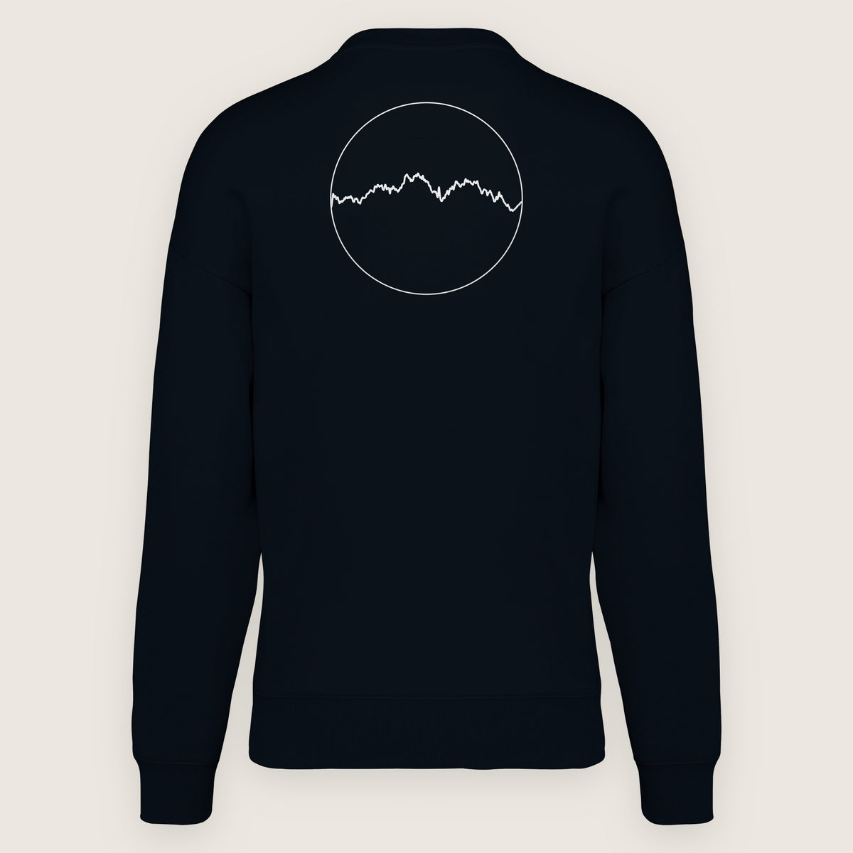 Sweat Les Pyrénées, noir, de dos sur fond clair