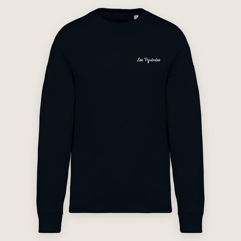 Sweat Les Pyrénées, noir, de face sur fond clair