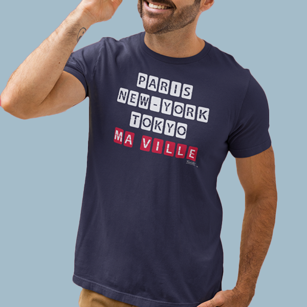 T-shirt homme bio Bleu marine porté