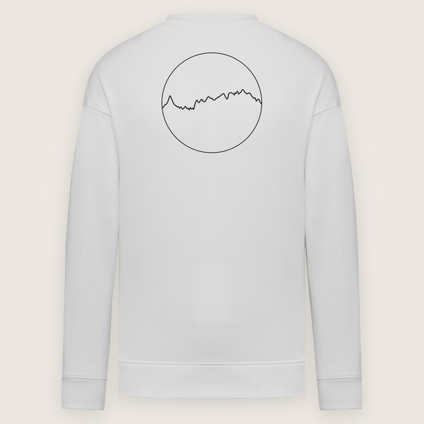Sweat blanc Les Alpes, de dos